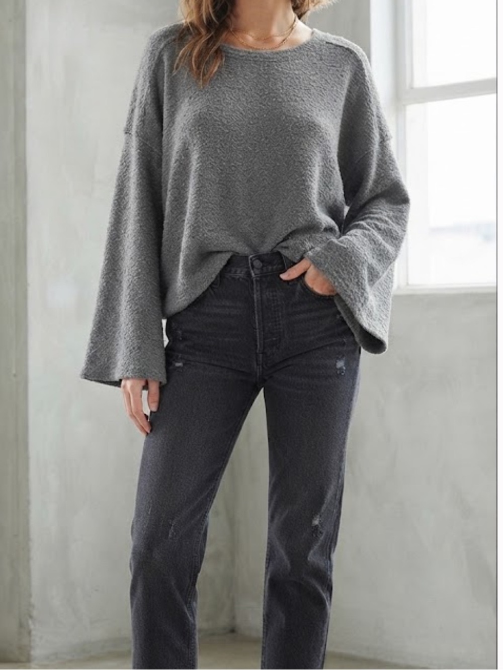 FLAWLESS Oversized Bell Sleeve Sweater Grey XS/S